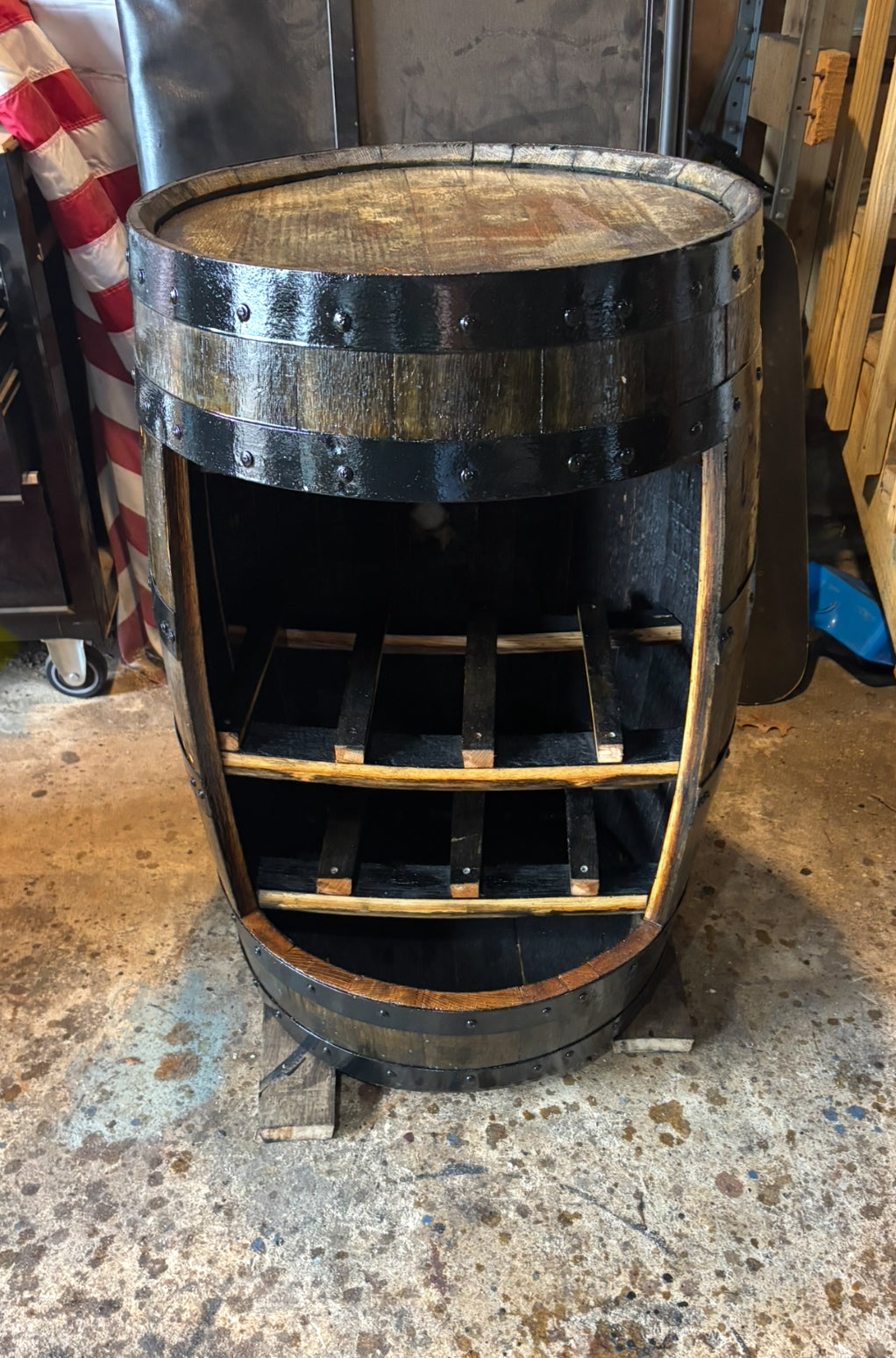 Open Front Whiskey Barrel